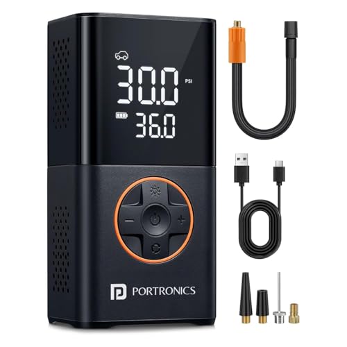 : Portronics Vayu 3.0 tyre Inflator with 150 PSI Pressure, 4000 mAh Battery, Digital Display, Pressure Detection, Air Pump Compressor for Cars, Bikes, Bicycles & Balls(Black) - Image 7