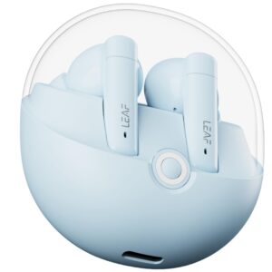 : Leaf Buds X514 True Wireless ANC in Ear Earbuds with AI Sound App,Active Noise Cancellation,Transparency Mode,70H Playtime,Quad Mic Enc,40Ms Low Latency,13Mm Driver, Ipx5, Bluetooth V5.4(Pastel Blue)