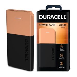 : Duracell 20000 MAH Slimmest Power Bank with 1 Type C PD and 2 USB A Port, 22.5W Fast Charging Portable Charger to Charges 3 Devices Simultaneously for iPhones, Android Phones, Smart Watches & More