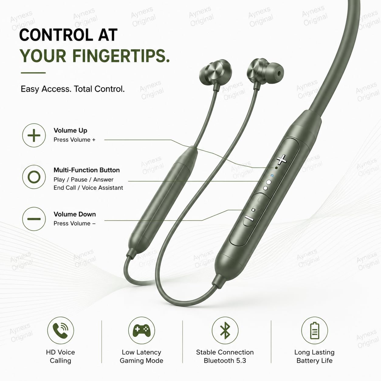 : for OnePlus Bullets Wireless Z2 ANC, Bluetooth Neckband Earbuds, Hybrid 45dB Noise Cancellation, Mic, 12.4mm Drivers, 10-Min Quick Charge, 20-Hr Music, 28H Battery, Deep Bass-(Green) - Image 3
