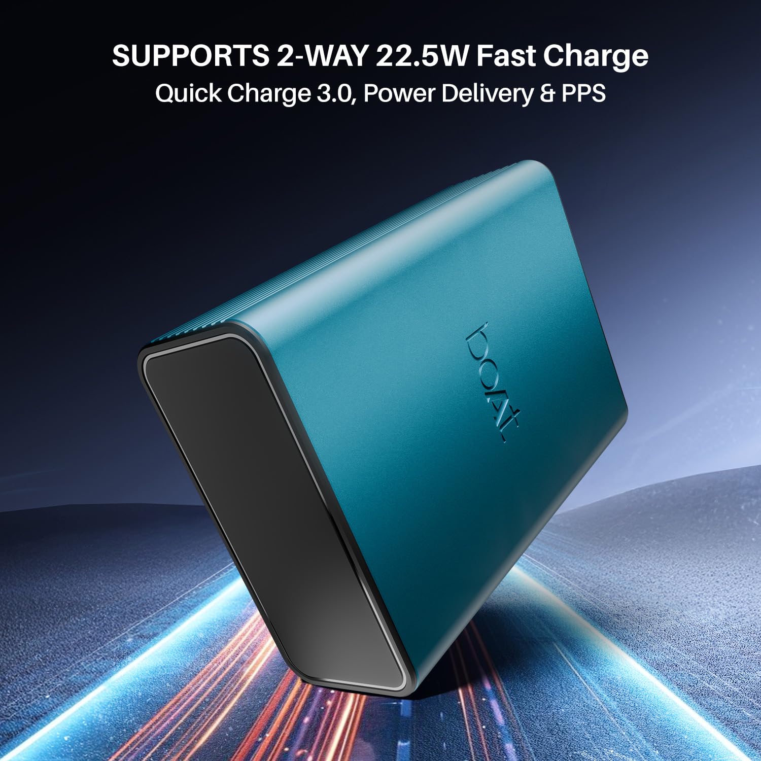 : boAt Energyshroom PB400 Pro 20000 mAh 22.5W Pocket Size, Compact Power Bank, Fast Charging (2X Output Ports, Supports Android, iPhone, Tablets, Earbuds, etc.) (Steel Blue) - Image 3