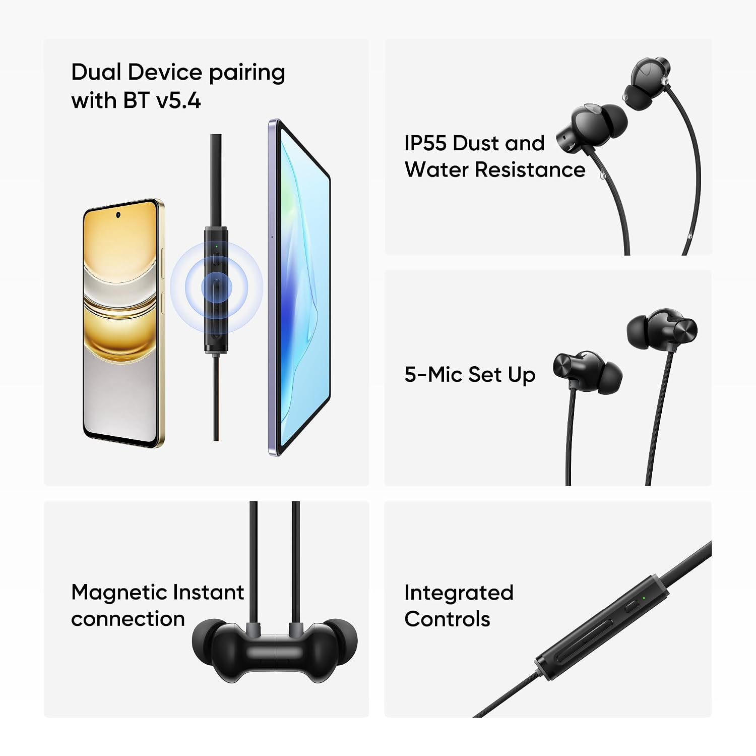 : realme Buds Wireless 5 ANC in Ear Bluetooth Headphones,50dB ANC, 13.6mm Dynamic Bass Driver,360° Spatial Audio,45ms Low Latency,Upto 38hrs Playback,IP55 Rating,Dual Device Connection (Midnight Black) - Image 8