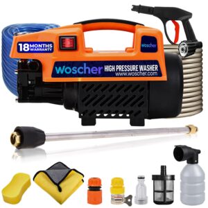 Woscher AquaWash Car Washer High Pressure Gun Pressure Washer for Car Car Washing Pump for Car Bike and Home Use Cleaning | 18 Months Warranty | 1800 Watts | 150 Bars |