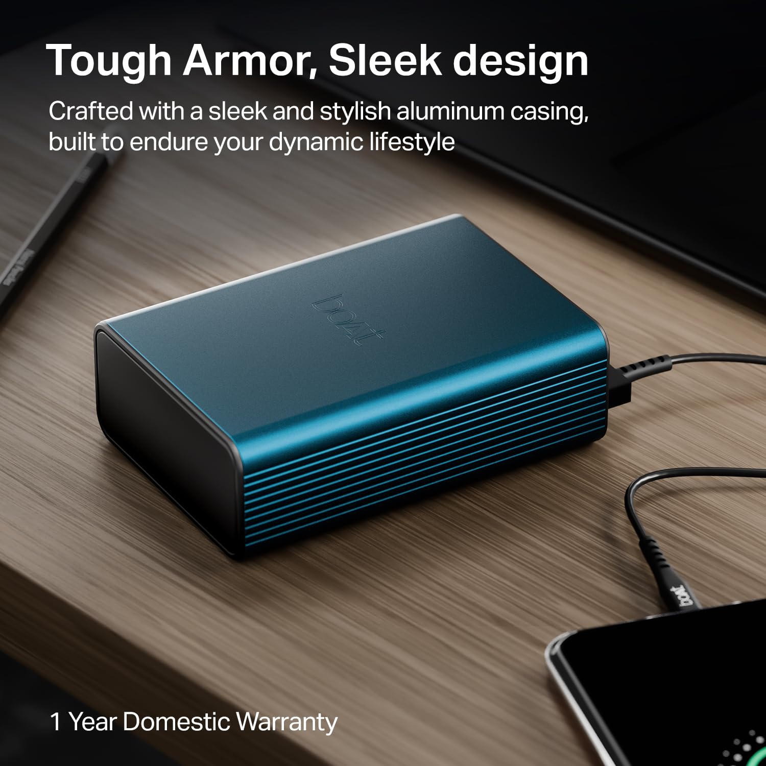 : boAt Energyshroom PB400 Pro 20000 mAh 22.5W Pocket Size, Compact Power Bank, Fast Charging (2X Output Ports, Supports Android, iPhone, Tablets, Earbuds, etc.) (Steel Blue) - Image 8