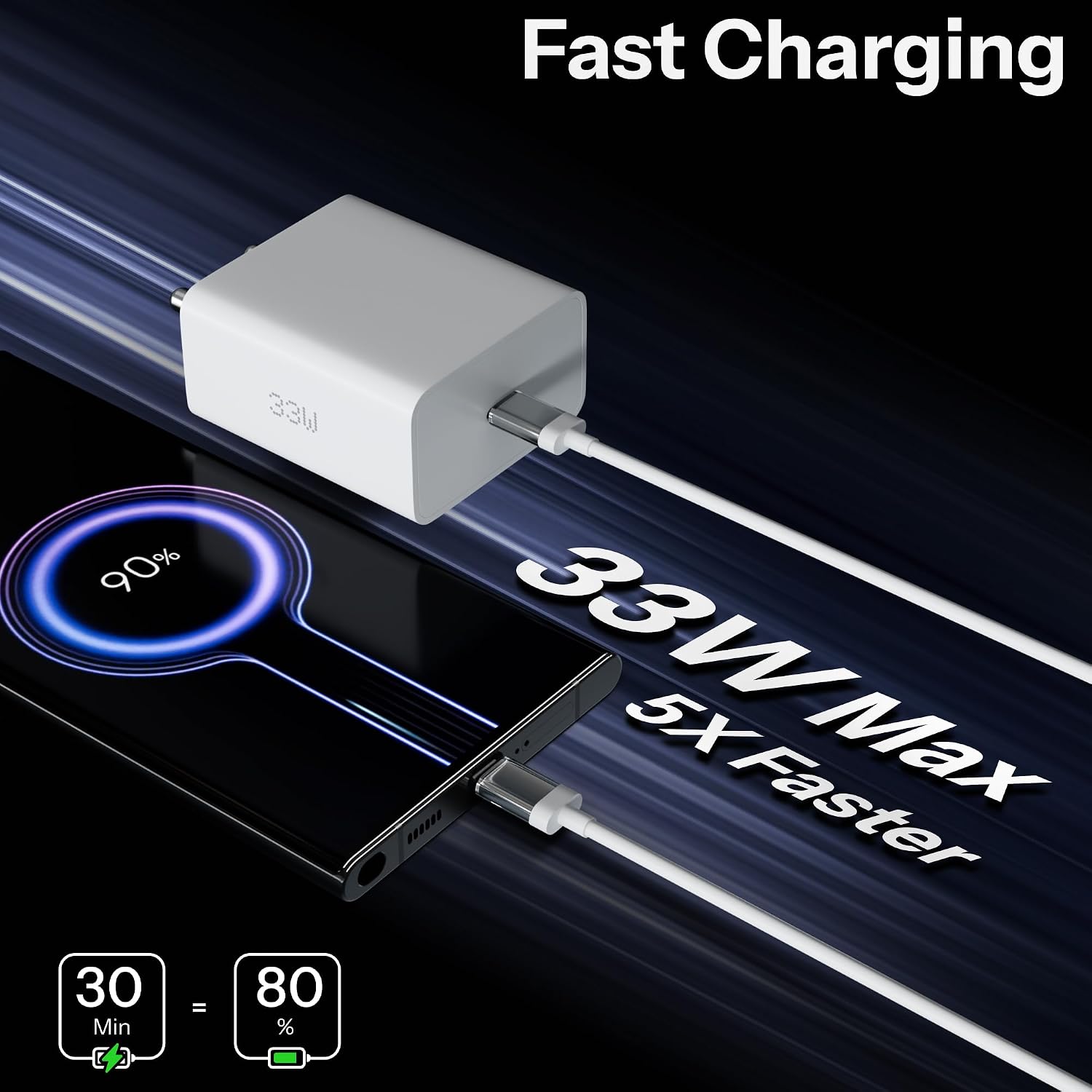 : AILKIN 33W USB Type C Fast Charger Adapter with USB C to Type C Cable | Compatible for Nothing Phone 3a/3a/3a Pro/2/2a/2 Pro/2a Plus/CMF Phone 2/2 Pro/1/Tablet/Samsung M35/M15/F15/M14 - Image 4