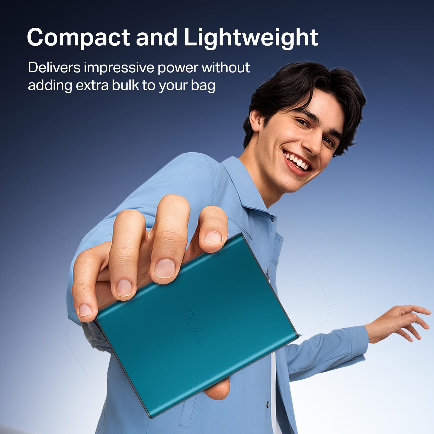 : boAt Energyshroom PB400 Pro 20000 mAh 22.5W Pocket Size, Compact Power Bank, Fast Charging (2X Output Ports, Supports Android, iPhone, Tablets, Earbuds, etc.) (Steel Blue) - Image 7