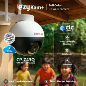 CP PLUS 4MP WI-FI Full Color Outdoor Smart Security Camera | CTC Technology|360˚with Pan & Tilt |Two Way Talk| Human Detection | Night Vision | Supports SD Card (Up to 128 GB) |Alexa & Google- CP-Z43Q