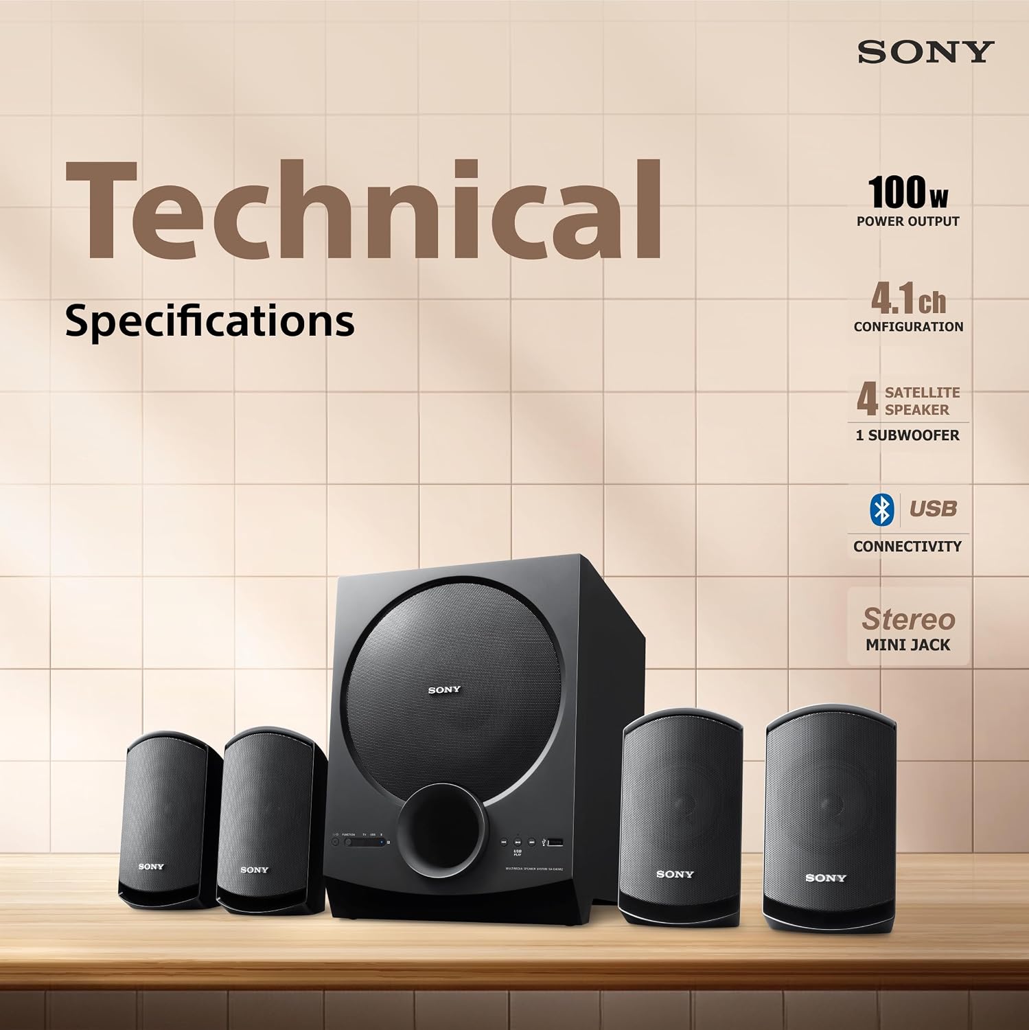 : Sony SA-D40M2 All in One 4.1ch Home Theatre System with 100W Power Output and Powerful Subwoofer – Black (Model no.YY2090C) - Image 3