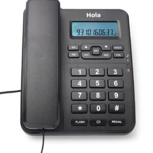 Hola TF 630 Corded Telephone, Caller ID Display, 2-Way Speaker, Desk/Wall Mount, Black