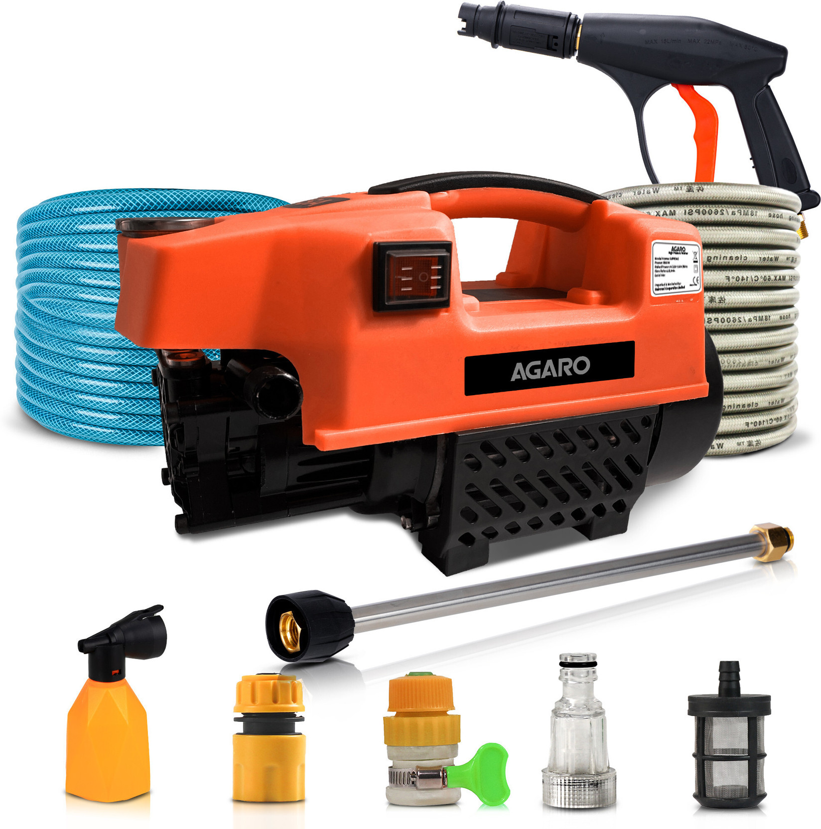 AGARO Supreme 1800 Watt, 120 Bar, 6.5L/Min Flow Rate, 8 Mtr Hose, Car & Bike, High Pressure Washer Price in India - Buy AGARO Supreme 1800 Watt, 120 Bar, 6.5L/Min Flow Rate, 8 Mtr Hose, Car & Bike, High Pressure Washer online