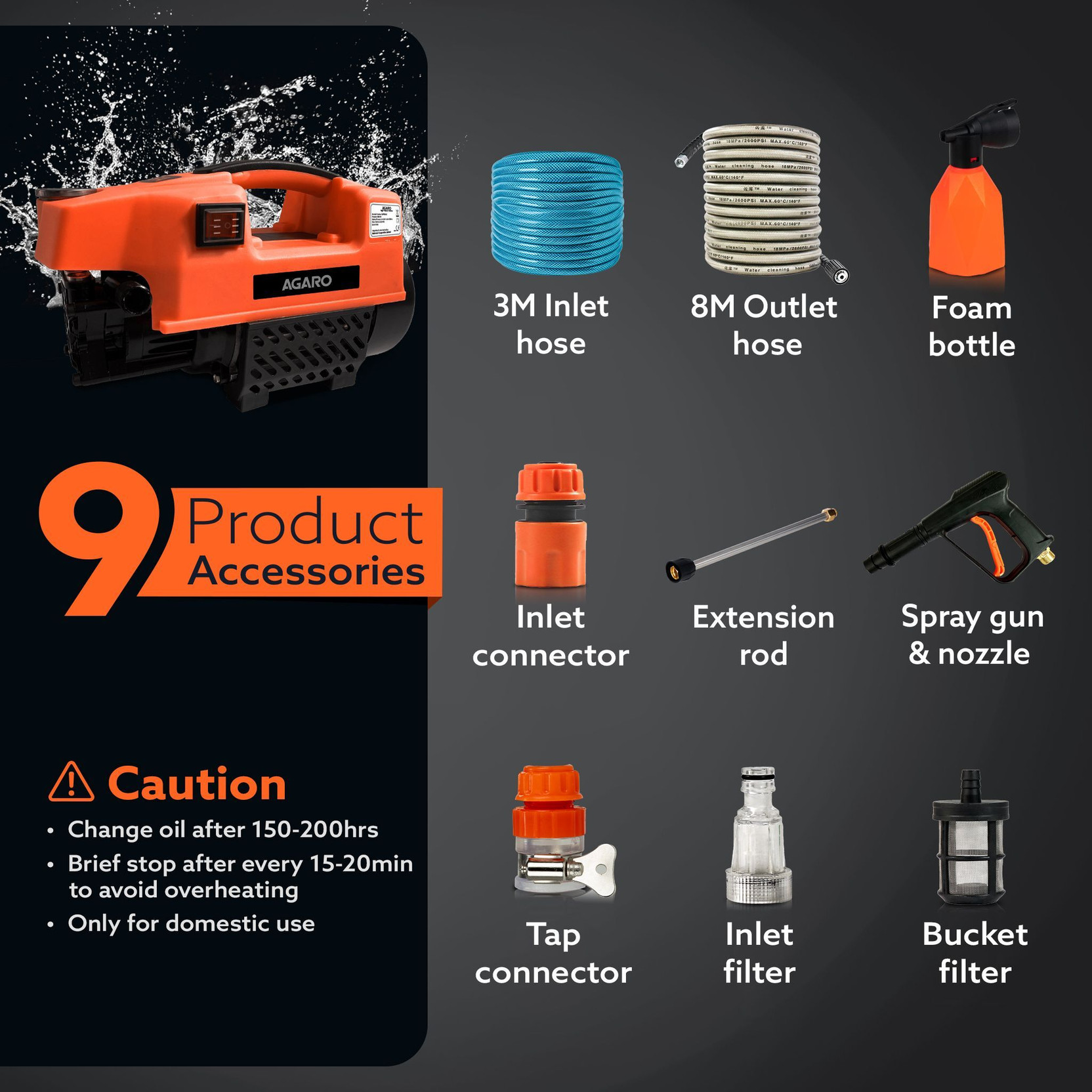 AGARO Supreme 1800 Watt, 120 Bar, 6.5L/Min Flow Rate, 8 Mtr Hose, Car & Bike, High Pressure Washer Price in India - Buy AGARO Supreme 1800 Watt, 120 Bar, 6.5L/Min Flow Rate, 8 Mtr Hose, Car & Bike, High Pressure Washer online - Image 2